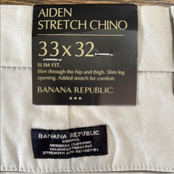 Banana Republic Aiden Tan Chinos Flat-Front Cotton Blend slim fit - Picture 5 of 5